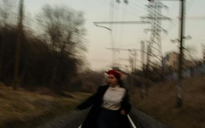 Blurry artistic motion of a yoga transition